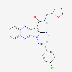 (E)-2-amino-1-((4-chlorobenzylidene)amino)-N-((tetrahydrofuran-2-yl)methyl)-1H-pyrrolo[2,3-b]quinoxaline-3-carboxamide