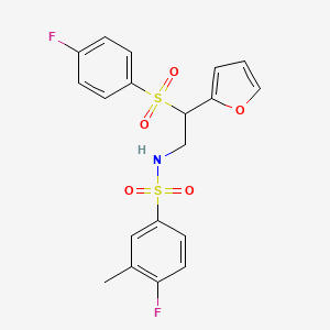 molecular formula C19H17F2NO5S2 B2795512 4-fluoro-N-[2-[(4-fluorophenyl)sulfonyl]-2-(2-furyl)ethyl]-3-methylbenzenesulfonamide CAS No. 896328-16-8