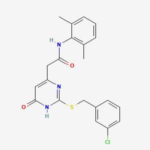 molecular formula C21H20ClN3O2S B2795515 2-(2-((3-chlorobenzyl)thio)-6-oxo-1,6-dihydropyrimidin-4-yl)-N-(2,6-dimethylphenyl)acetamide CAS No. 1105239-40-4