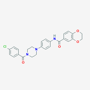 molecular formula C26H24ClN3O4 B279552 N-{4-[4-(4-chlorobenzoyl)-1-piperazinyl]phenyl}-2,3-dihydro-1,4-benzodioxine-6-carboxamide 