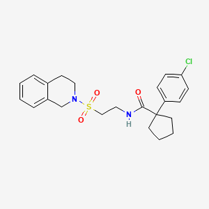 molecular formula C23H27ClN2O3S B2795524 1-(4-chlorophenyl)-N-(2-((3,4-dihydroisoquinolin-2(1H)-yl)sulfonyl)ethyl)cyclopentanecarboxamide CAS No. 922115-49-9