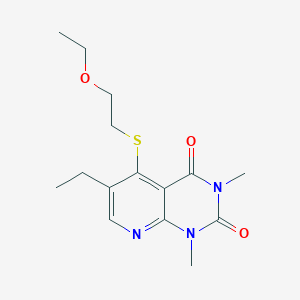 molecular formula C15H21N3O3S B2795544 5-((2-乙氧基乙基)硫)-6-乙基-1,3-二甲基吡啶并[2,3-d]嘧啶-2,4(1H,3H)-二酮 CAS No. 900004-59-3