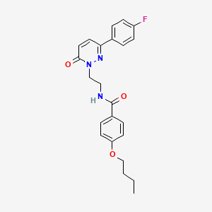 molecular formula C23H24FN3O3 B2795546 4-丁氧基-N-(2-(3-(4-氟苯基)-6-氧代嘧啶-1(6H)-基)乙基)苯甲酰胺 CAS No. 921850-54-6