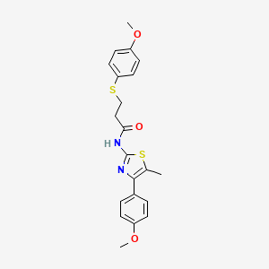 molecular formula C21H22N2O3S2 B2795548 N-(4-(4-甲氧基苯基)-5-甲基噻唑-2-基)-3-((4-甲氧基苯基)硫)丙酰胺 CAS No. 922965-00-2