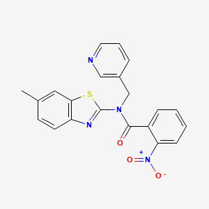 molecular formula C21H16N4O3S B2795557 N-(6-methylbenzo[d]thiazol-2-yl)-2-nitro-N-(pyridin-3-ylmethyl)benzamide CAS No. 895008-10-3