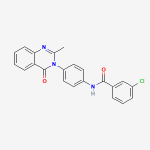molecular formula C22H16ClN3O2 B2795564 3-chloro-N-[4-(2-methyl-4-oxoquinazolin-3-yl)phenyl]benzamide CAS No. 903328-93-8