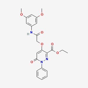 molecular formula C23H23N3O7 B2795569 乙酸 4-(2-((3,5-二甲氧基苯基)氨基)-2-氧代乙氧基)-6-氧代-1-苯基-1,6-二氢吡啶-3-羧酸酯 CAS No. 899733-44-9
