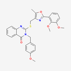 molecular formula C29H27N3O5S B2795570 2-(((2-(2,3-二甲氧基苯基)-5-甲基噁唑-4-基)甲硫基)-3-(4-甲氧基苯基)喹唑啉-4(3H)-酮 CAS No. 1114648-16-6