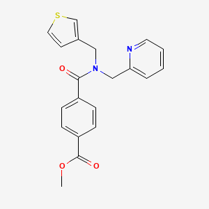 molecular formula C20H18N2O3S B2795585 Methyl 4-((pyridin-2-ylmethyl)(thiophen-3-ylmethyl)carbamoyl)benzoate CAS No. 1235098-35-7