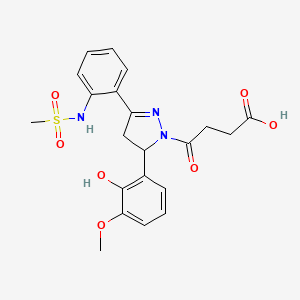 molecular formula C21H23N3O7S B2795603 4-[5-(2-羟基-3-甲氧基苯基)-3-(2-甲磺酰胺基苯基)-4,5-二氢-1H-吡唑-1-基]-4-氧代丁酸 CAS No. 923212-02-6