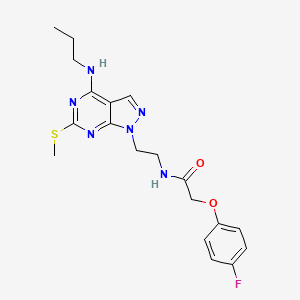 molecular formula C19H23FN6O2S B2795604 2-(4-氟苯氧基)-N-(2-(6-(甲硫基)-4-(丙基氨基)-1H-吡唑[3,4-d]嘧啶-1-基)乙基)乙酰胺 CAS No. 946313-09-3