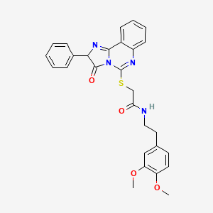 molecular formula C28H26N4O4S B2795609 N-[2-(3,4-二甲氧基苯基)乙基]-2-({3-氧代-2-苯基-2H,3H-咪唑并[1,2-c]喹唑啉-5-基}硫代)乙酰胺 CAS No. 1053117-35-3