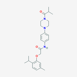 molecular formula C26H35N3O3 B279561 N-[4-(4-isobutyryl-1-piperazinyl)phenyl]-2-(2-isopropyl-5-methylphenoxy)acetamide 