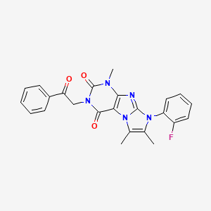 molecular formula C24H20FN5O3 B2795617 8-(2-氟苯基)-1,6,7-三甲基-3-(2-氧代-2-苯基乙基)-1,3,5-三氢-4-咪唑啉[1,2-h]嘧啶-2,4-二酮 CAS No. 904372-70-9