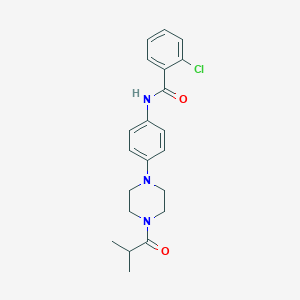 molecular formula C21H24ClN3O2 B279562 2-chloro-N-[4-(4-isobutyryl-1-piperazinyl)phenyl]benzamide 