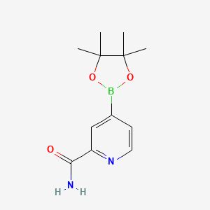 molecular formula C12H17BN2O3 B2795628 4-(4,4,5,5-四甲基-1,3,2-二氧硼杂环戊二烯-2-基)吡啶甲酰胺 CAS No. 2096994-97-5