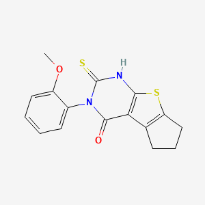 B2795638 2-mercapto-3-(2-methoxyphenyl)-3,5,6,7-tetrahydro-4H-cyclopenta[4,5]thieno[2,3-d]pyrimidin-4-one CAS No. 497078-59-8