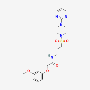 molecular formula C20H27N5O5S B2795642 2-(3-甲氧基苯氧基)-N-(3-((4-(嘧啶-2-基)哌嗪-1-基)磺酰)丙基)乙酰胺 CAS No. 1021221-60-2