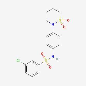 molecular formula C16H17ClN2O4S2 B2795651 3-chloro-N-[4-(1,1-dioxothiazinan-2-yl)phenyl]benzenesulfonamide CAS No. 941940-57-4