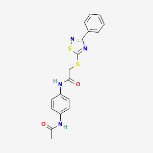 molecular formula C18H16N4O2S2 B2795655 N-(4-acetamidophenyl)-2-((3-phenyl-1,2,4-thiadiazol-5-yl)thio)acetamide CAS No. 864856-28-0