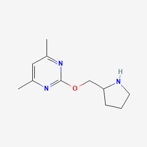 molecular formula C11H17N3O B2795656 4,6-Dimethyl-2-[(pyrrolidin-2-yl)methoxy]pyrimidine CAS No. 1249889-75-5