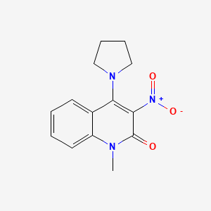 molecular formula C14H15N3O3 B2795668 1-Methyl-3-nitro-4-(pyrrolidin-1-yl)-1,2-dihydroquinolin-2-one CAS No. 309739-06-8