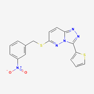molecular formula C16H11N5O2S2 B2795672 6-[(3-Nitrophenyl)methylsulfanyl]-3-thiophen-2-yl-[1,2,4]triazolo[4,3-b]pyridazine CAS No. 868967-00-4