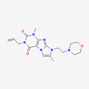 molecular formula C18H24N6O3 B2795674 3-allyl-1,7-dimethyl-8-(2-morpholinoethyl)-1H-imidazo[2,1-f]purine-2,4(3H,8H)-dione CAS No. 941924-26-1