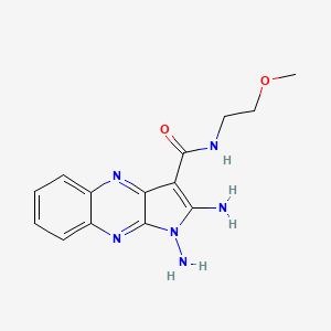 molecular formula C14H16N6O2 B2795686 1,2-二氨基-N-(2-甲氧基乙基)-1H-吡咯并[2,3-b]喹喔啉-3-甲酰胺 CAS No. 881551-46-8