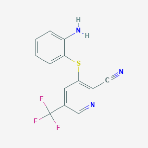 B2795688 3-[(2-Aminophenyl)sulfanyl]-5-(trifluoromethyl)-2-pyridinecarbonitrile CAS No. 338396-88-6