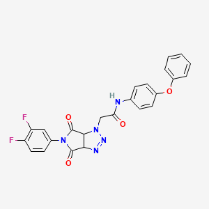 molecular formula C24H17F2N5O4 B2795690 2-[5-(3,4-二氟苯基)-4,6-二氧代-4,5,6,6a-四氢吡咯并[3,4-d][1,2,3]三唑-1(3aH)-基]-N-(4-苯氧基苯基)乙酰胺 CAS No. 1052608-02-2