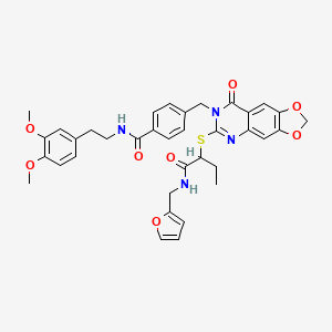 B2795693 N-[2-(3,4-dimethoxyphenyl)ethyl]-4-{[6-[(1-{[(2-furylmethyl)amino]carbonyl}propyl)thio]-8-oxo[1,3]dioxolo[4,5-g]quinazolin-7(8H)-yl]methyl}benzamide CAS No. 688062-36-4