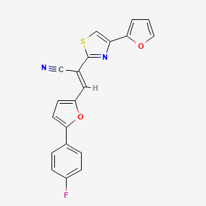 B2795696 (E)-3-(5-(4-fluorophenyl)furan-2-yl)-2-(4-(furan-2-yl)thiazol-2-yl)acrylonitrile CAS No. 868154-56-7