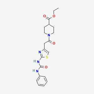 molecular formula C20H24N4O4S B2795714 Ethyl 1-(2-(2-(3-phenylureido)thiazol-4-yl)acetyl)piperidine-4-carboxylate CAS No. 946223-79-6