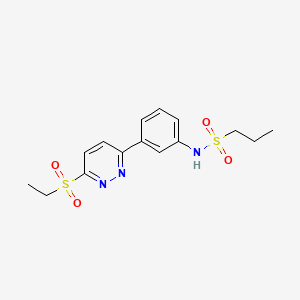 molecular formula C15H19N3O4S2 B2795721 N-[3-(6-ethylsulfonylpyridazin-3-yl)phenyl]propane-1-sulfonamide CAS No. 1002483-98-8