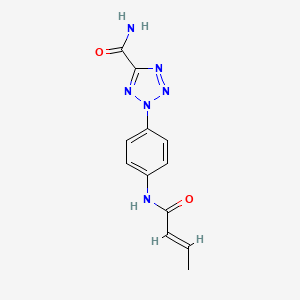 molecular formula C12H12N6O2 B2795727 (E)-2-(4-(丁-2-烯酰胺)苯基)-2H-四唑-5-甲酰胺 CAS No. 1396892-41-3
