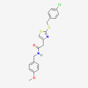 molecular formula C20H19ClN2O2S2 B2795739 2-(2-((4-氯苄基)硫代)噻唑-4-基)-N-(4-甲氧基苄基)乙酰胺 CAS No. 941981-98-2