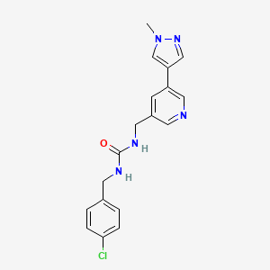 molecular formula C18H18ClN5O B2795742 1-(4-chlorobenzyl)-3-((5-(1-methyl-1H-pyrazol-4-yl)pyridin-3-yl)methyl)urea CAS No. 2034232-12-5