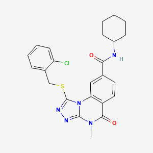 molecular formula C24H24ClN5O2S B2795748 1-((2-氯苄基)硫代)-N-环己基-4-甲基-5-氧代-4,5-二氢-[1,2,4]三唑并[4,3-a]喹唑啉-8-甲酰胺 CAS No. 1111222-05-9