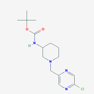 molecular formula C15H23ClN4O2 B2795751 Tert-butyl N-[1-[(5-chloropyrazin-2-yl)methyl]piperidin-3-yl]carbamate CAS No. 2402830-93-5