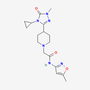 molecular formula C17H24N6O3 B2795752 2-(4-(4-环丙基-1-甲基-5-氧代-4,5-二氢-1H-1,2,4-三唑-3-基)哌啶-1-基)-N-(5-甲基异噁唑-3-基)乙酰胺 CAS No. 1797744-31-0