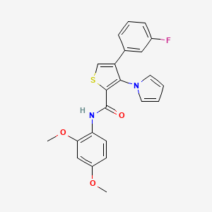molecular formula C23H19FN2O3S B2795756 N-(2,4-二甲氧基苯基)-4-(3-氟苯基)-3-(1H-吡咯-1-基)噻吩-2-甲酰胺 CAS No. 1251601-92-9