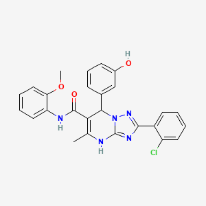molecular formula C26H22ClN5O3 B2795766 2-(2-chlorophenyl)-7-(3-hydroxyphenyl)-N-(2-methoxyphenyl)-5-methyl-4,7-dihydro-[1,2,4]triazolo[1,5-a]pyrimidine-6-carboxamide CAS No. 540505-61-1