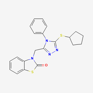 molecular formula C21H20N4OS2 B2795769 3-((5-(环戊基硫基)-4-苯基-4H-1,2,4-三唑-3-基)甲基)苯并[d]噻唑-2(3H)-酮 CAS No. 847401-08-5