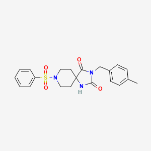 molecular formula C21H23N3O4S B2795772 3-(4-甲基苯基甲基)-8-(苯基磺酰基)-1,3,8-三氮杂螺[4.5]癸烷-2,4-二酮 CAS No. 1021101-85-8