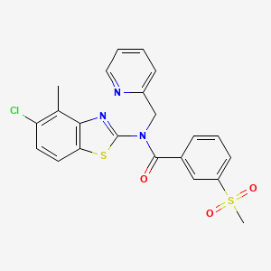 molecular formula C22H18ClN3O3S2 B2795804 N-(5-氯-4-甲基苯并[d]噻唑-2-基)-3-(甲磺酰基)-N-(吡啶-2-基甲基)苯甲酰胺 CAS No. 886926-34-7
