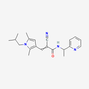 molecular formula C21H26N4O B2795808 2-氰基-3-[2,5-二甲基-1-(2-甲基丙基)-1H-吡咯-3-基]-N-[1-(吡啶-2-基)乙基]丙-2-烯酰胺 CAS No. 1424704-97-1