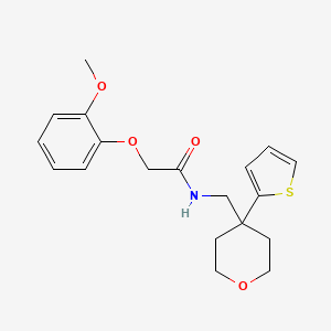molecular formula C19H23NO4S B2795814 2-(2-甲氧基苯氧基)-N-((4-(噻吩-2-基)四氢-2H-吡喃-4-基)甲基)乙酰胺 CAS No. 1203268-59-0