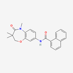 molecular formula C23H22N2O3 B2795823 N-(3,3,5-三甲基-4-氧代-2,3,4,5-四氢苯并[b][1,4]噁二唑-8-基)-1-萘甲酰胺 CAS No. 921561-03-7