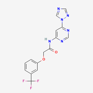molecular formula C15H11F3N6O2 B2795829 N-(6-(1H-1,2,4-三唑-1-基)嘧啶-4-基)-2-(3-(三氟甲基)苯氧基)乙酰胺 CAS No. 1448067-26-2